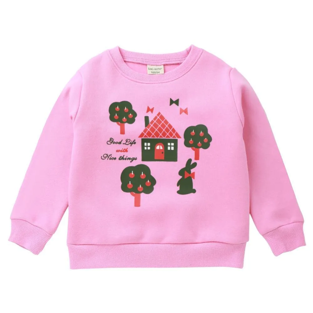 Girls Cartoon Printed Long Sleeve Daily Tees Wholesale