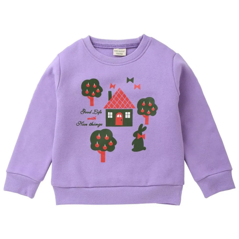 Girls Cartoon Printed Long Sleeve Daily Tees Wholesale