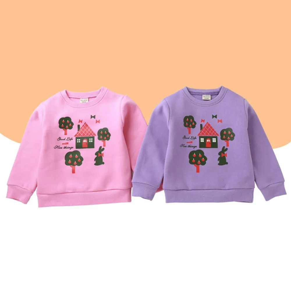 Girls Cartoon Printed Long Sleeve Daily Tees Wholesale