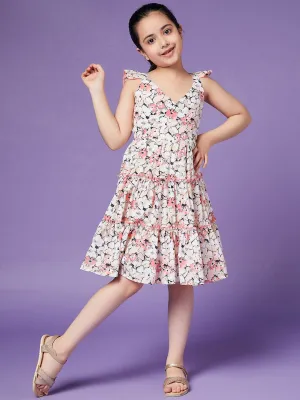 Girls Floral Crepe Dress