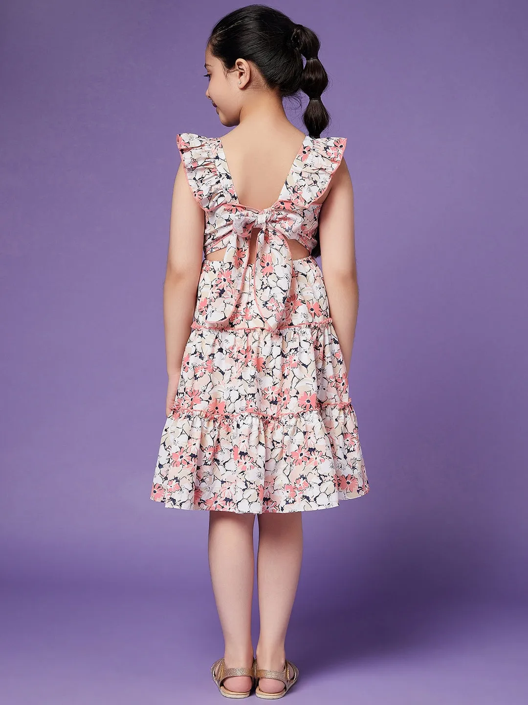 Girls Floral Crepe Dress