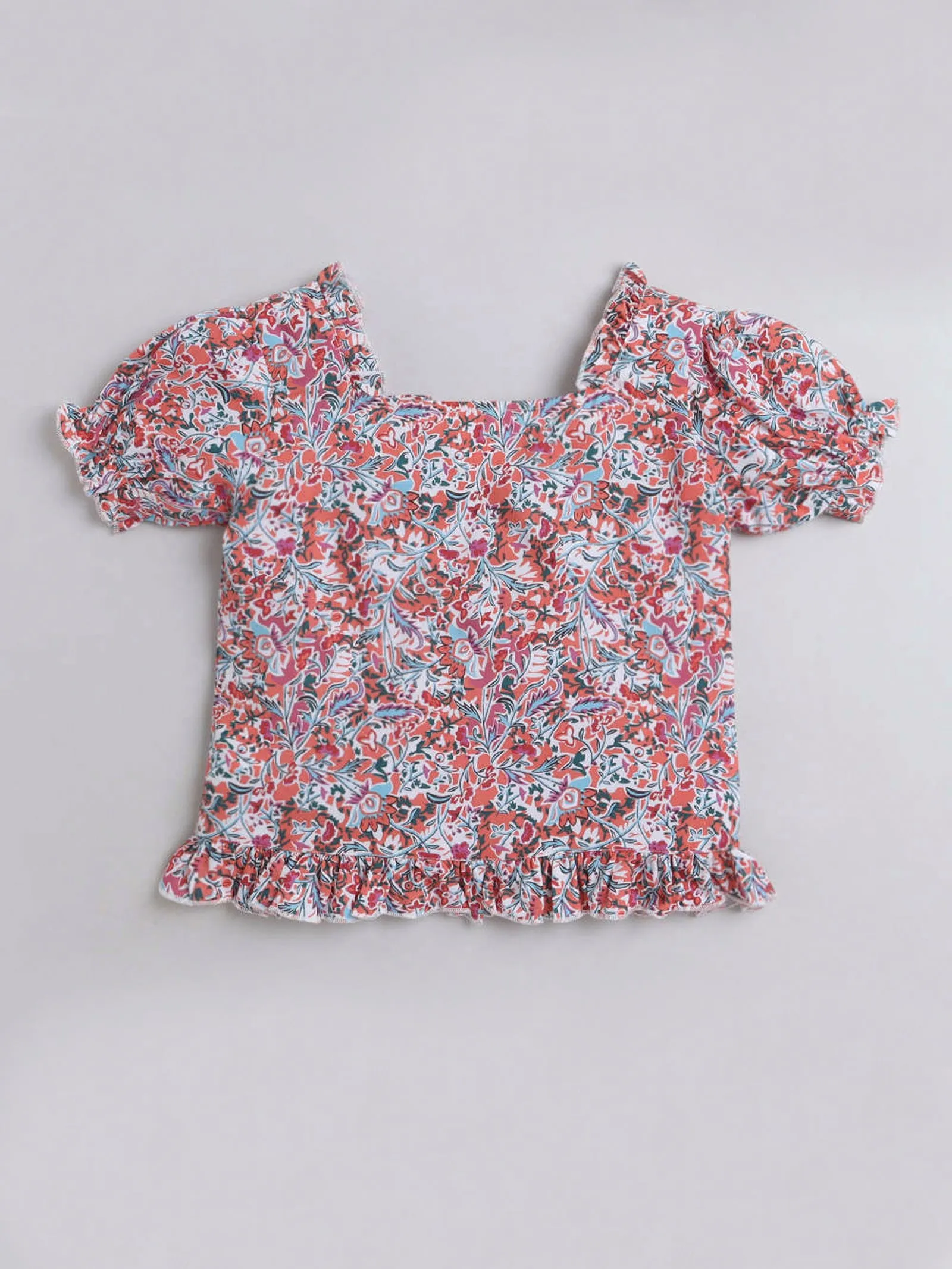 Girls Short Top With Puff Sleeve