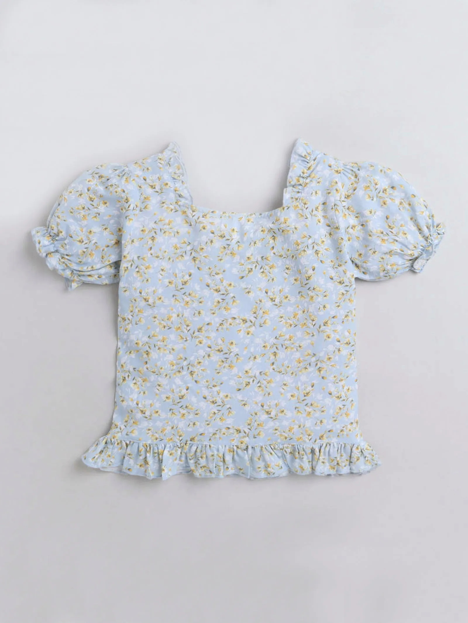 Girls Short Top With Puff Sleeve