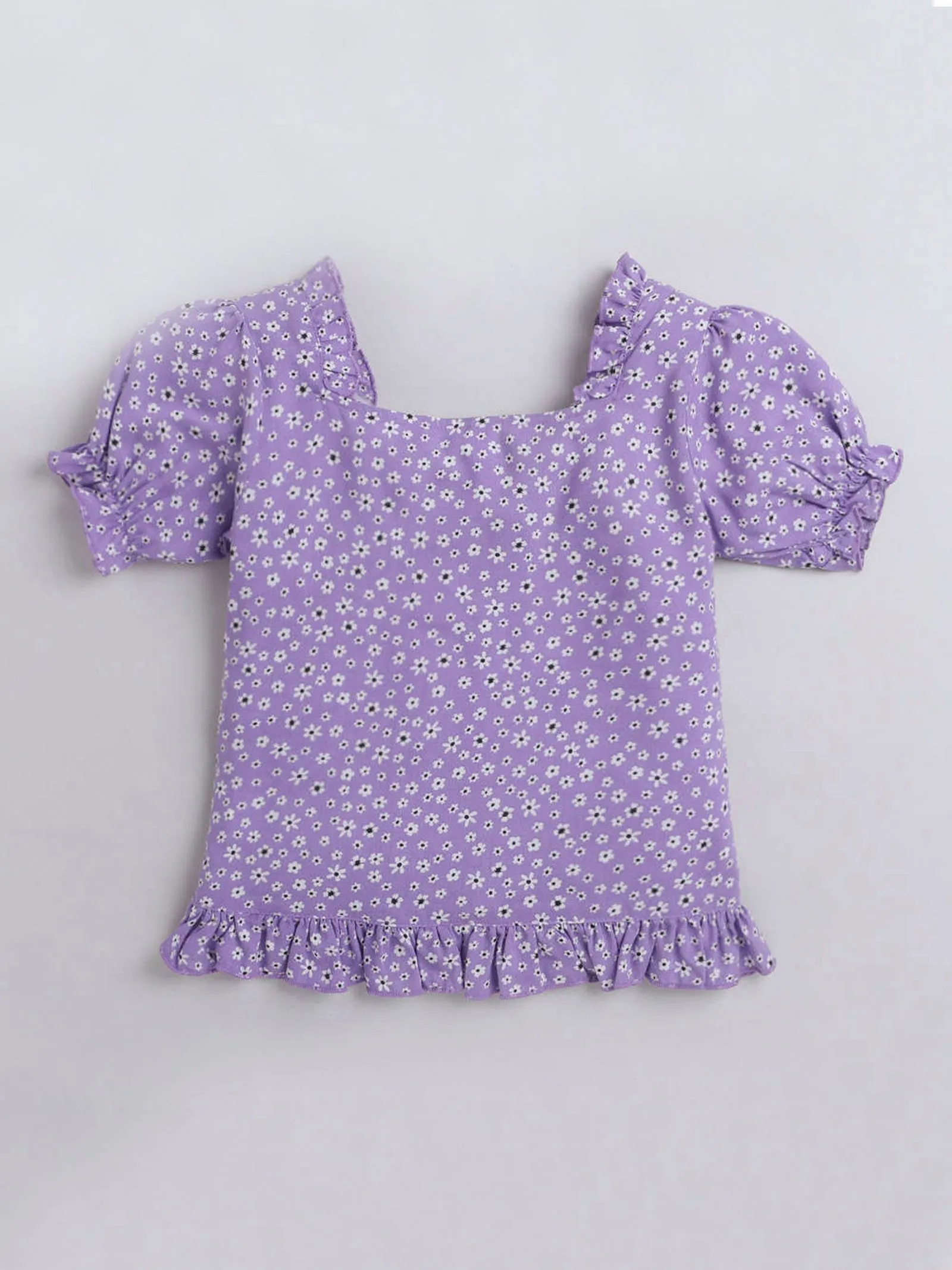 Girls Short Top With Puff Sleeve