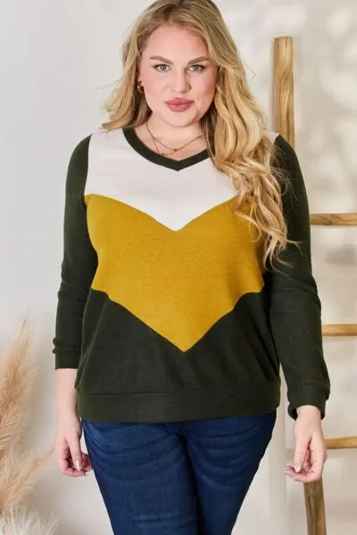 Hailey & Co Colorblock V-Neck Blouse - Full Size