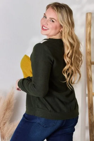 Hailey & Co Colorblock V-Neck Blouse - Full Size