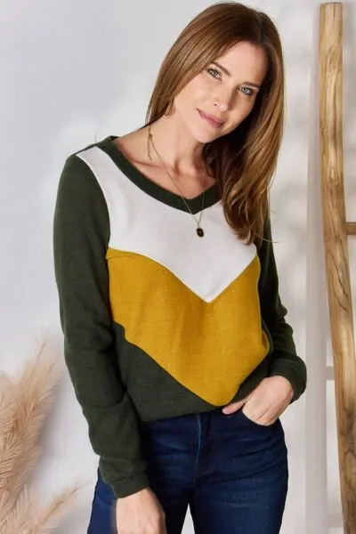 Hailey & Co Colorblock V-Neck Blouse - Full Size
