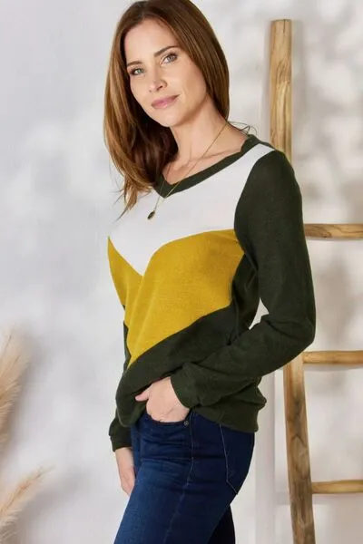 Hailey & Co Colorblock V-Neck Blouse - Full Size
