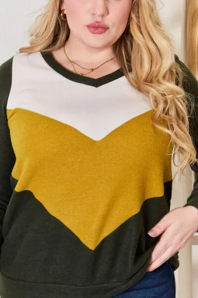 Hailey & Co Colorblock V-Neck Blouse - Full Size