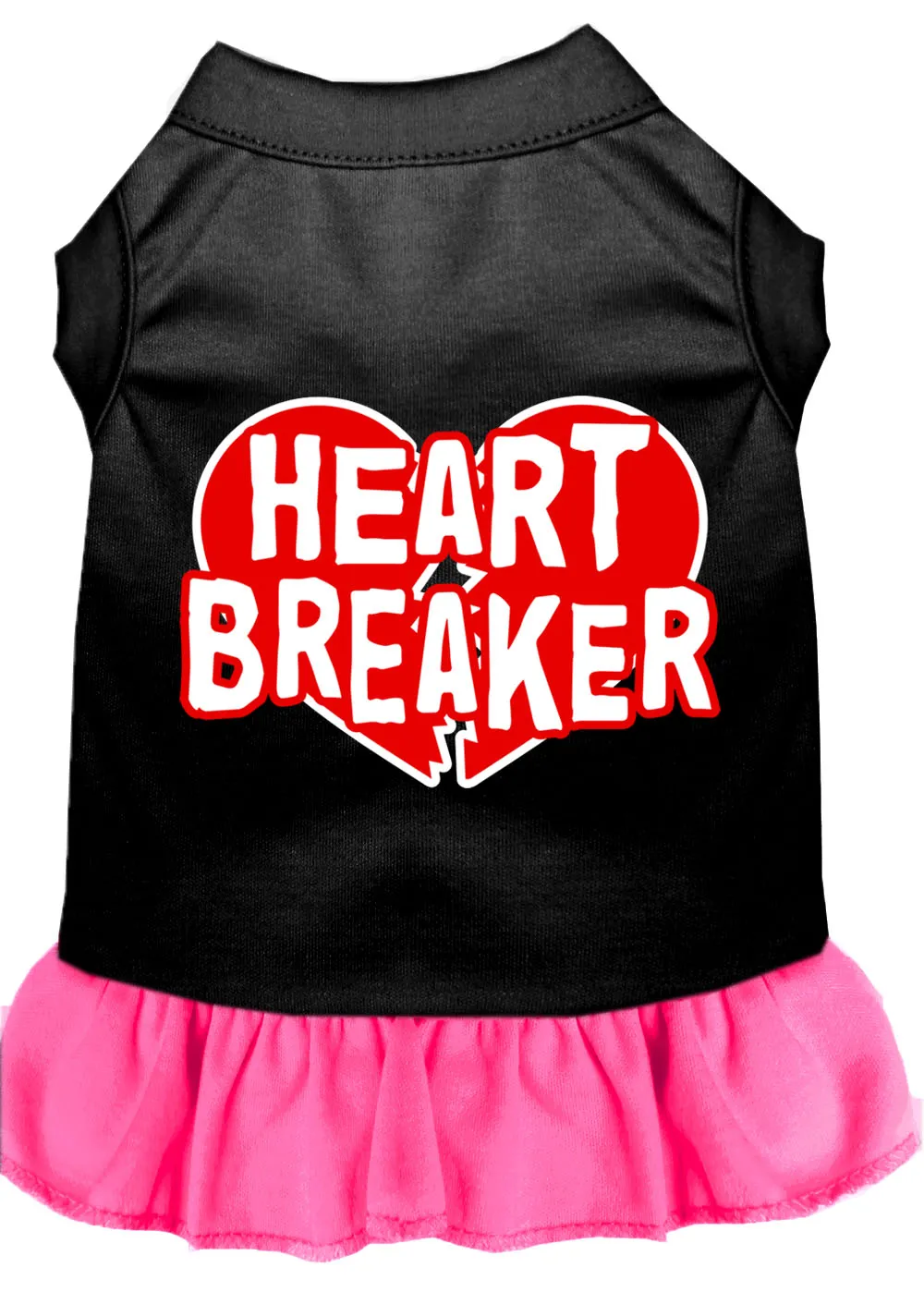 Heart Breaker Screen Print Dress Black With Bright Pink Med