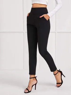 High-Rise Zippered Skinny Pants