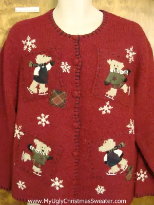 Ice Skating Bears Ugliest Bad Christmas Sweaters