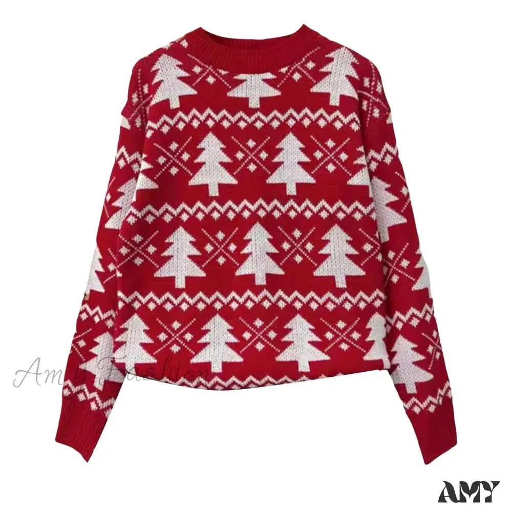 Jacquard Knitted Full Sleeve Warm Soft Christmas Sweater