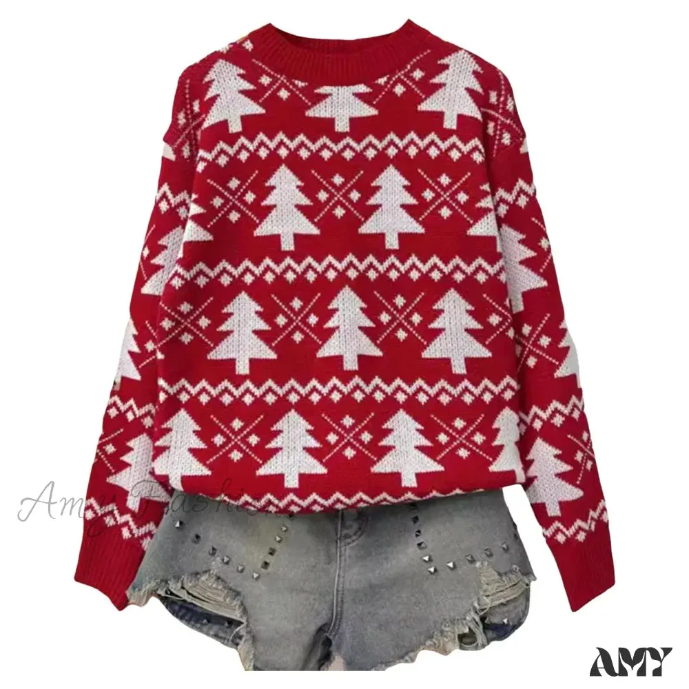Jacquard Knitted Full Sleeve Warm Soft Christmas Sweater