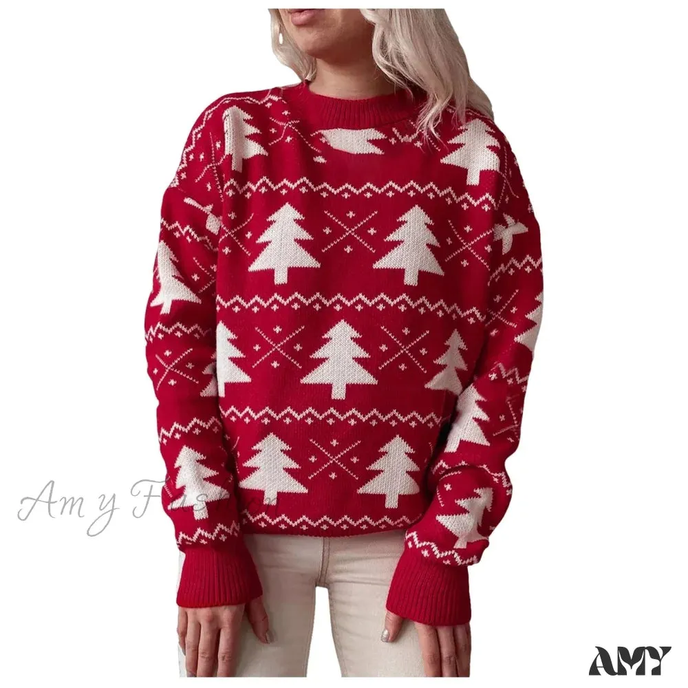 Jacquard Knitted Full Sleeve Warm Soft Christmas Sweater