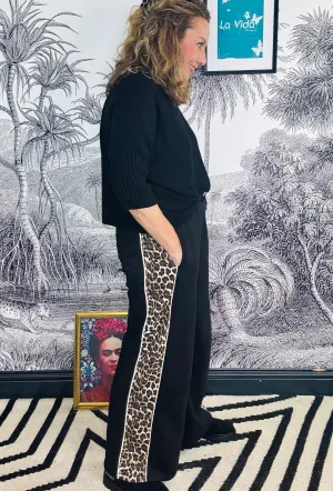 Jasmine Leopard Stripe Wide Leg Joggers