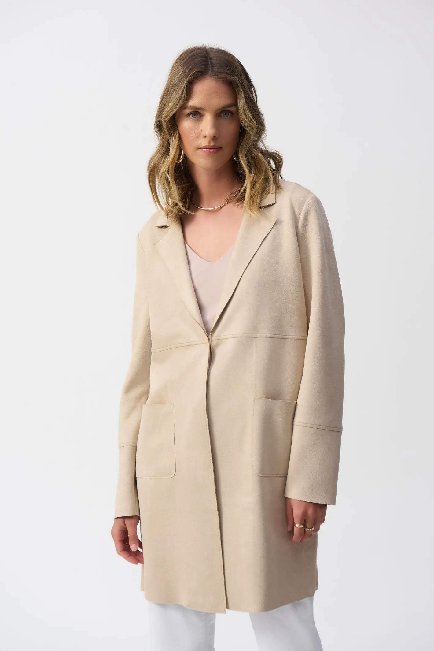 Joseph Ribkoff 251941 Beige Scuba Suede Straight Jacket