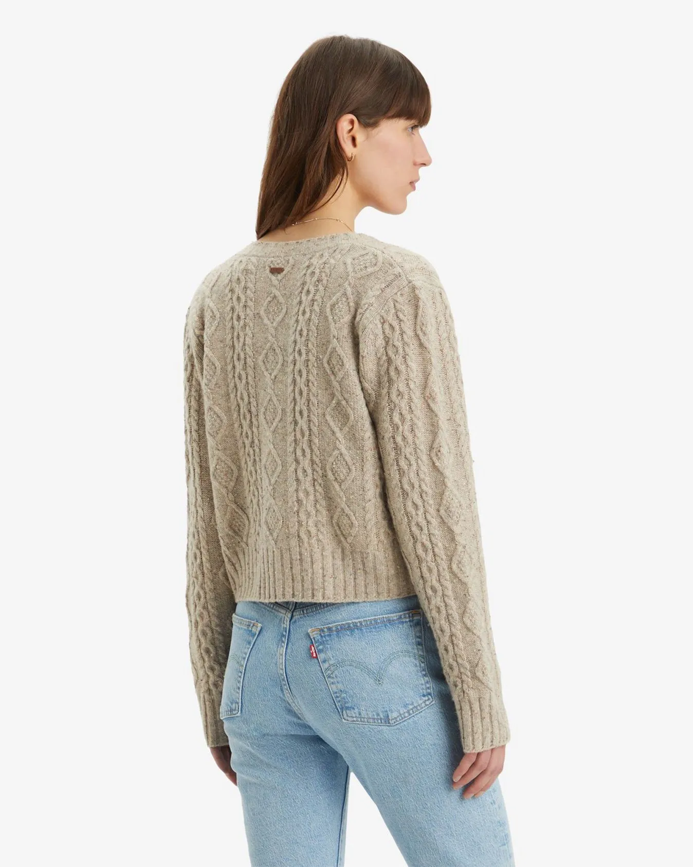Levi's® Womens Primrose Cable Knit Cardigan - Oatmeal Heather Marled