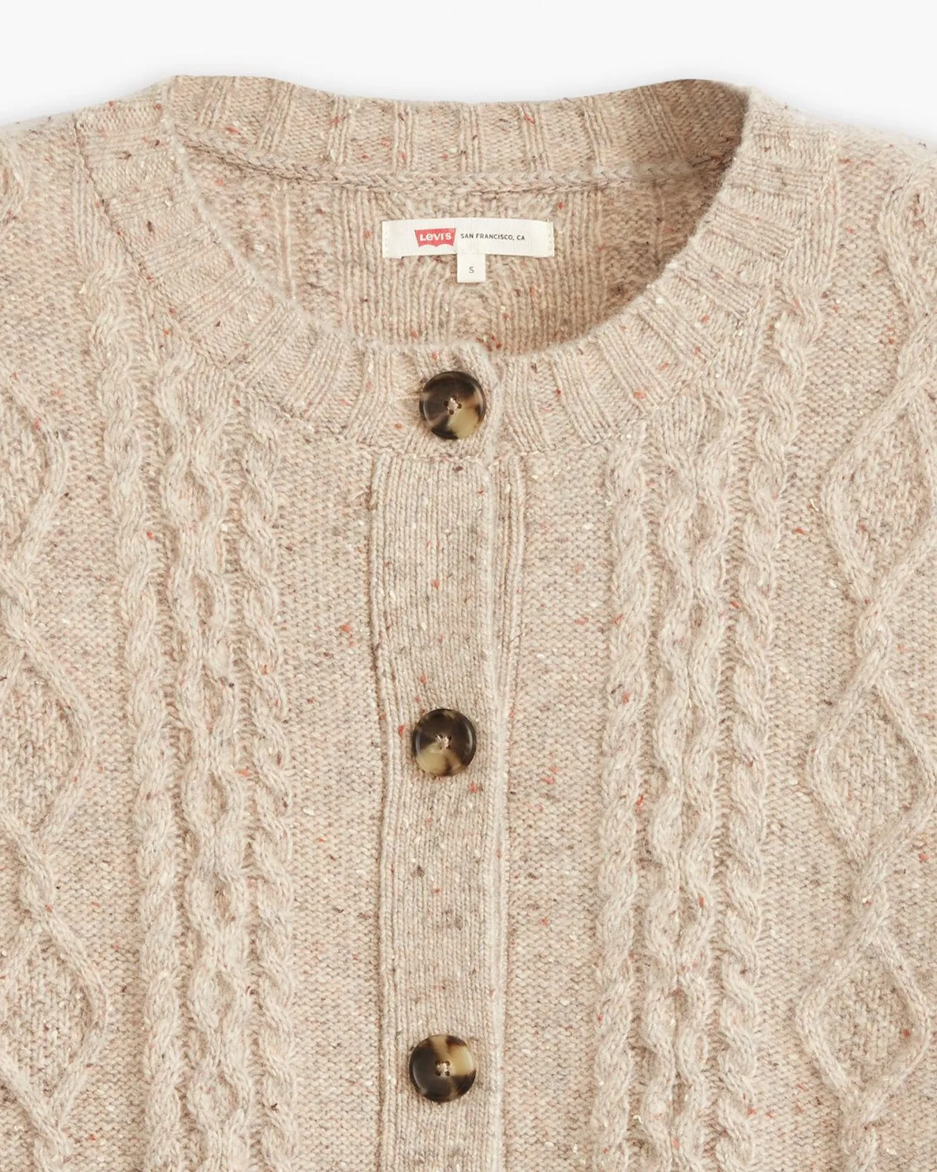 Levi's® Womens Primrose Cable Knit Cardigan - Oatmeal Heather Marled