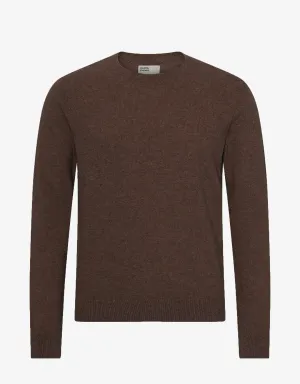 Light Merino Wool Crew - Coffee Brown