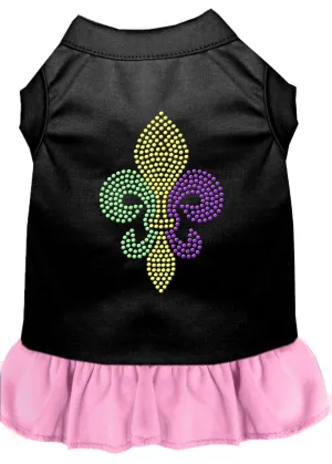 Mardi Gras Fleur De Lis Rhinestone Dress Black With Light Pink Xs