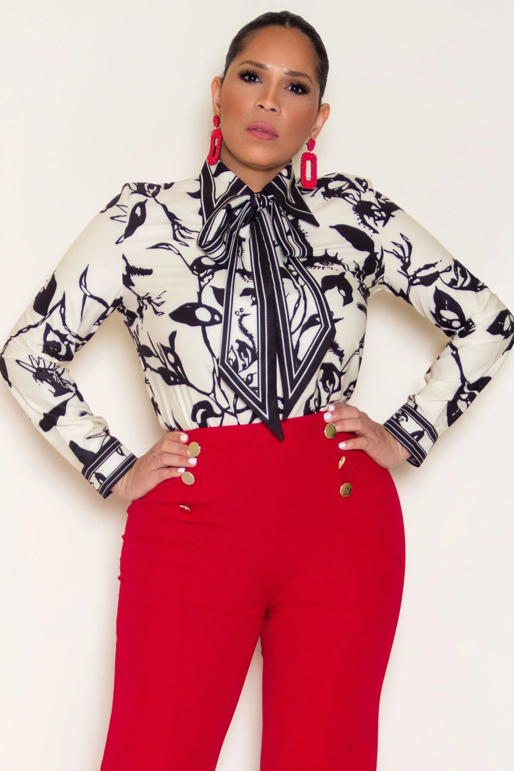 Melani Elegant Shirt With Neck Tie