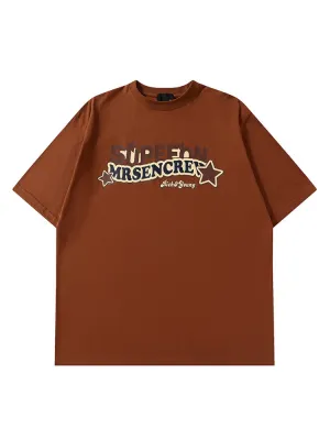 Men'S Loose Tees With Chest Letter Print