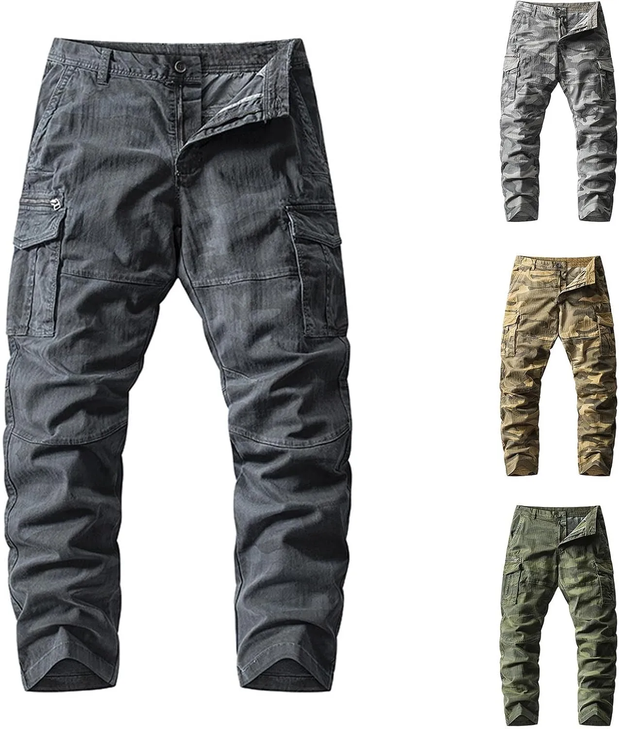 MIDOO Mens Cargo Pants Relaxed Fit Casual Drawstring Waist Lightweight Breathable Active Athletic Fishing Hiking Pants