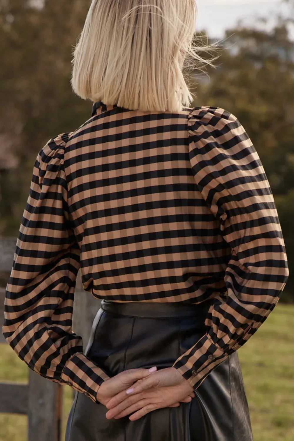 Mirage Top | Toffee / Black Check