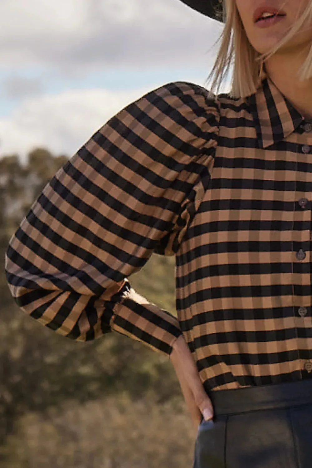 Mirage Top | Toffee / Black Check