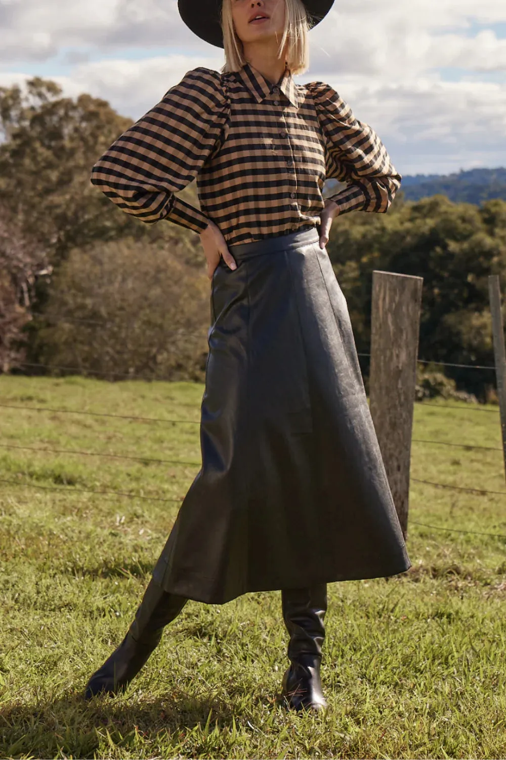 Mirage Top | Toffee / Black Check