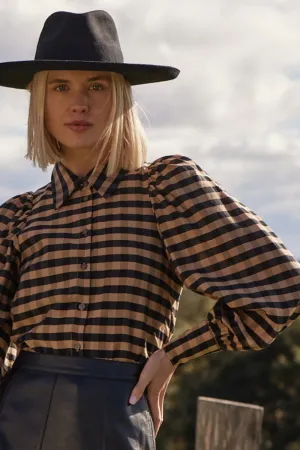 Mirage Top | Toffee / Black Check