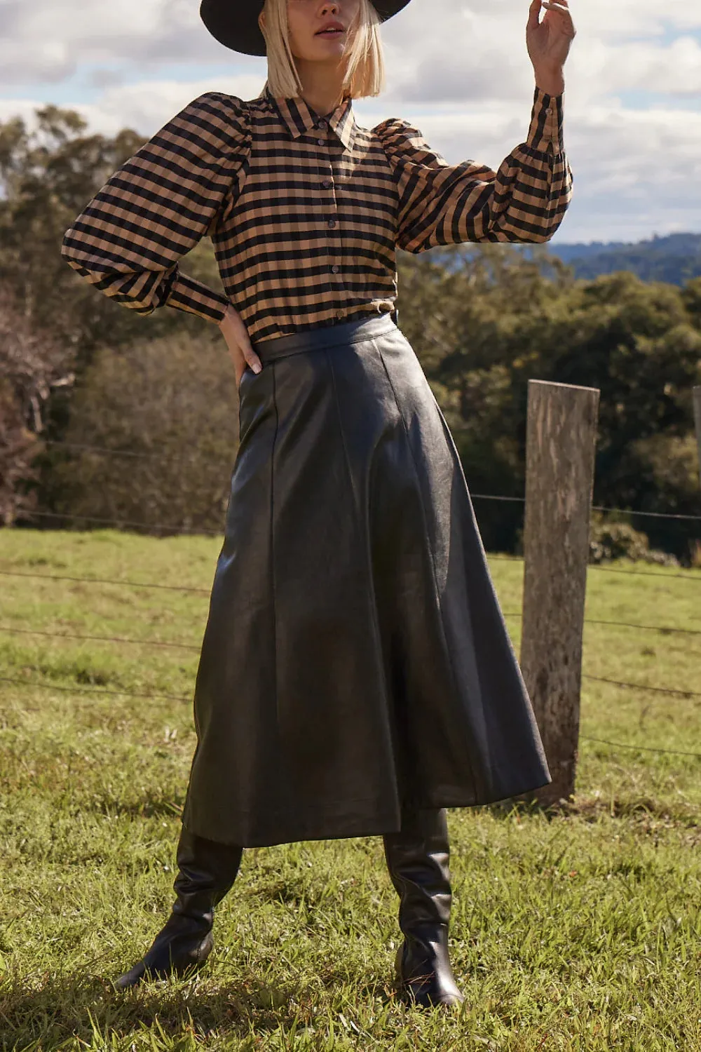 Mirage Top | Toffee / Black Check