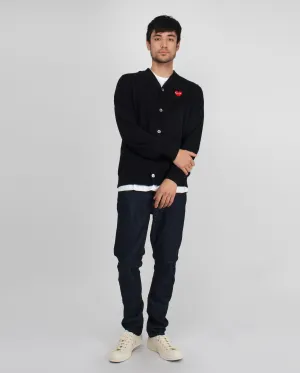 N008 RED HEART CARDIGAN / BLACK