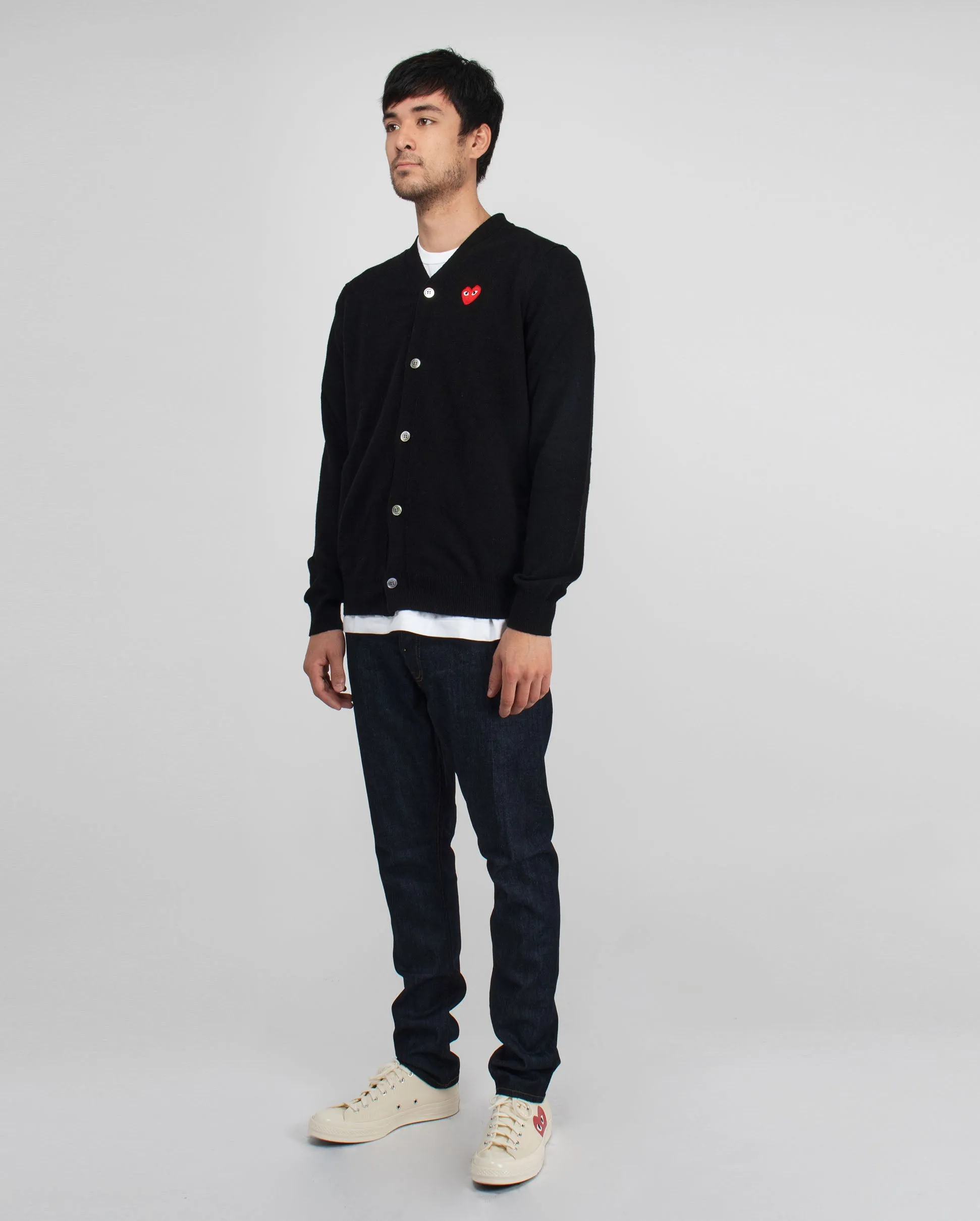 N008 RED HEART CARDIGAN / BLACK