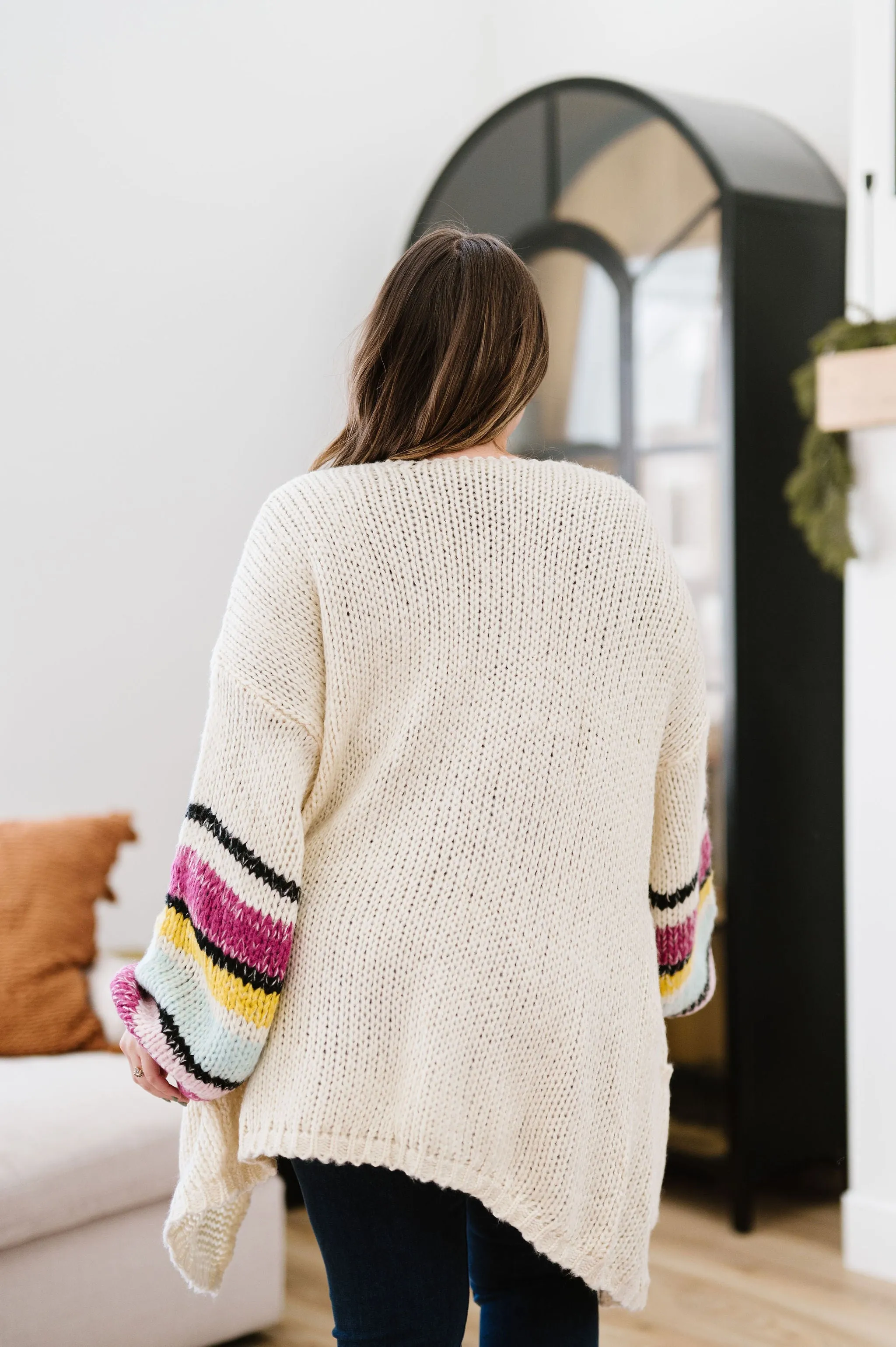 On The Level Color Block Cardigan - Ivory