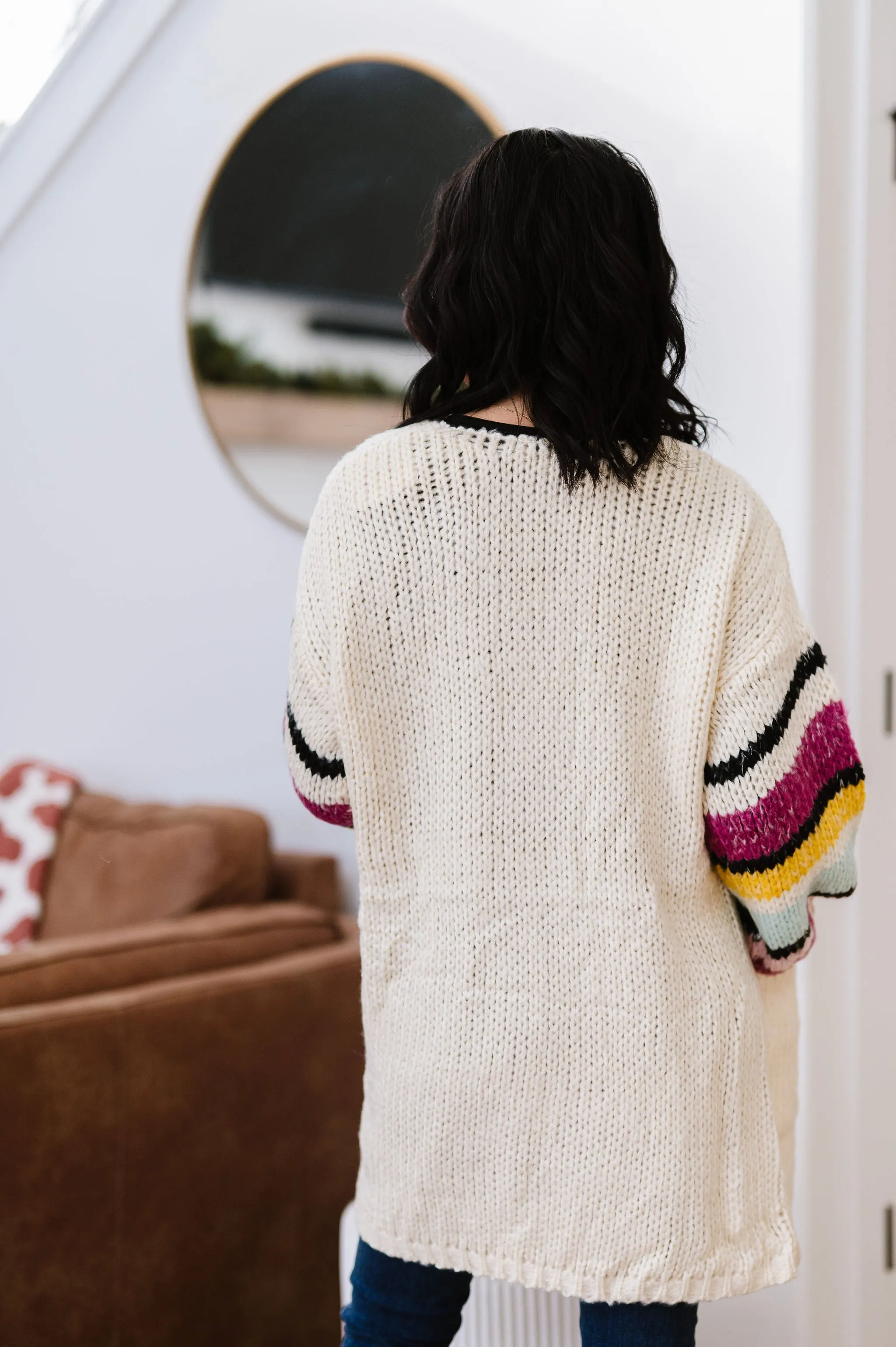 On The Level Color Block Cardigan - Ivory