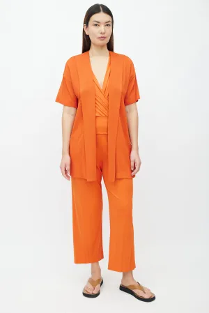 Orange Short Sleeve Open Cardigan