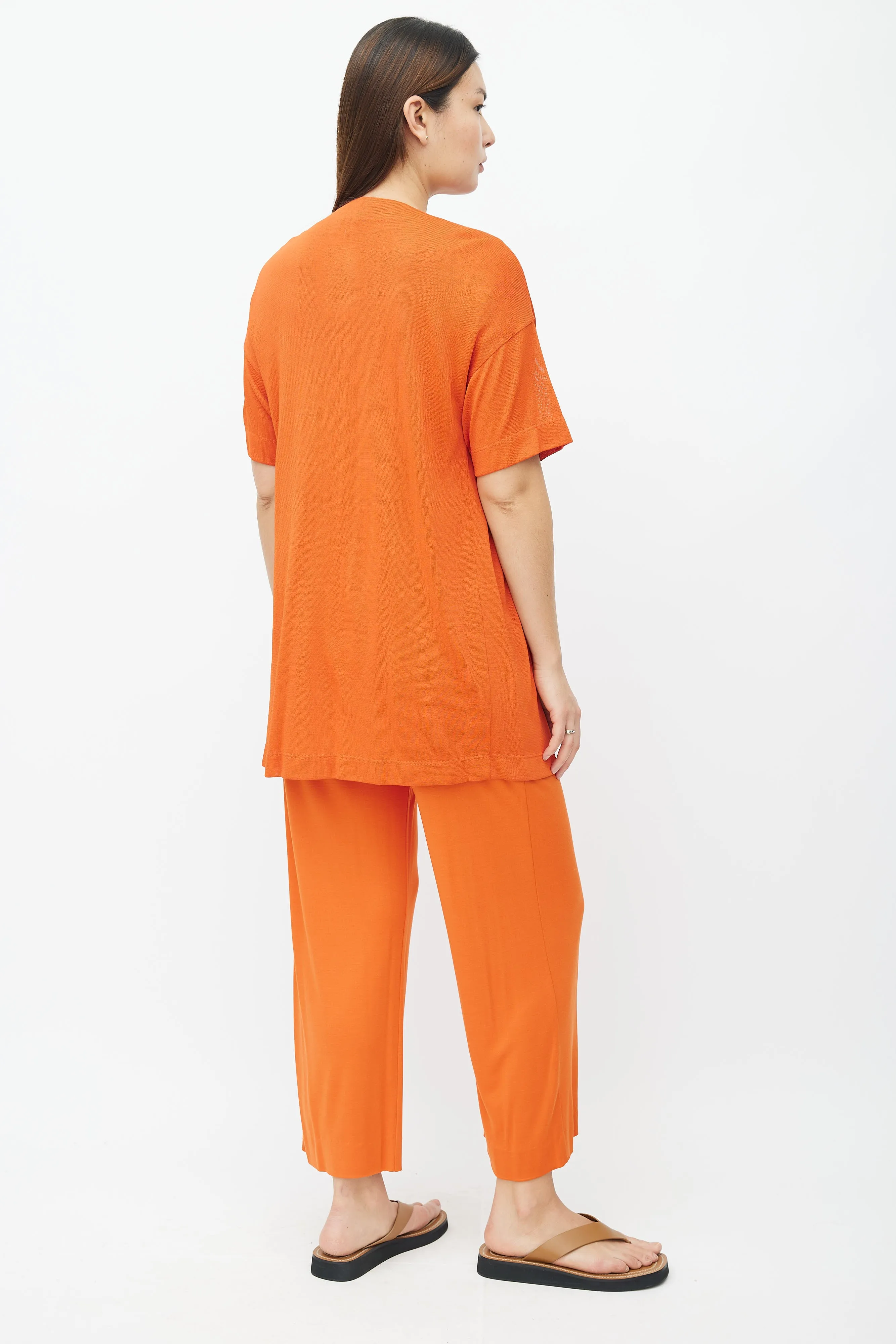 Orange Short Sleeve Open Cardigan
