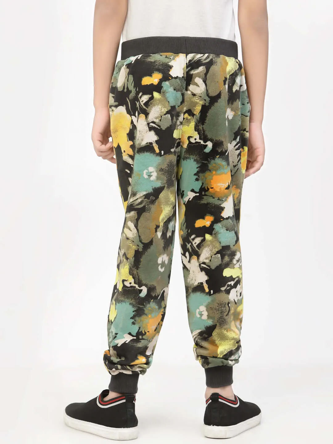 Organic Flower Printed Boy Jogger- Yellow