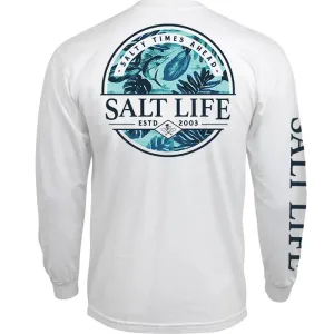 Paradise Seas Long Sleeve Pocket Tee- White