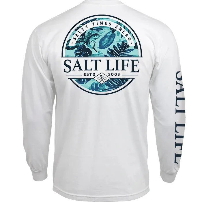 Paradise Seas Long Sleeve Pocket Tee- White