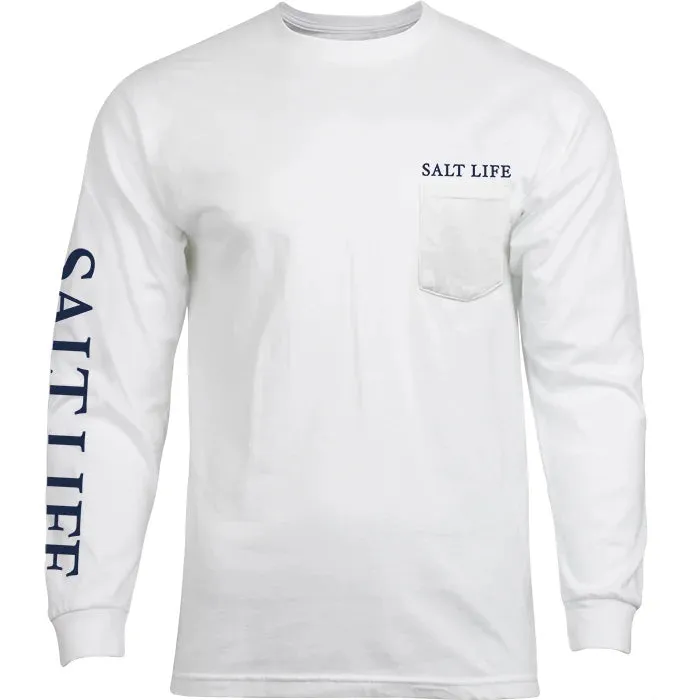 Paradise Seas Long Sleeve Pocket Tee- White
