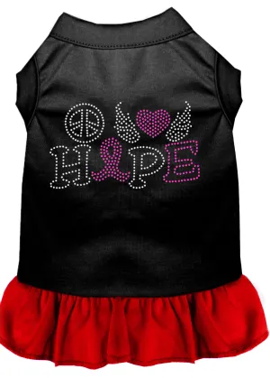 Peace Love Hope Breast Cancer Rhinestone Pet Dress Black With Red Sm