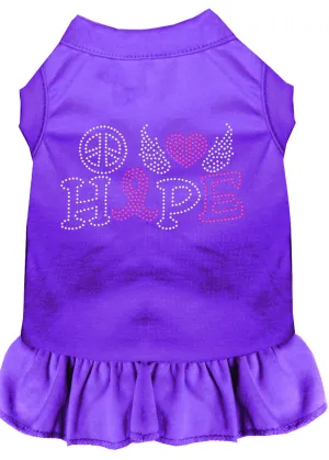 Peace Love Hope Breast Cancer Rhinestone Pet Dress Purple 4x