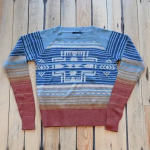 Pendleton Ladies Raglan Cotton Graphic Sweater in Glacier Blue Multi