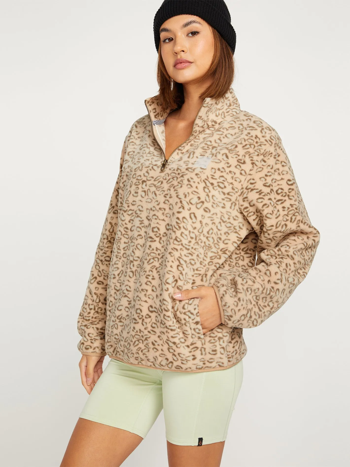 Pheelin It Mock Neck Hoodie - Leopard