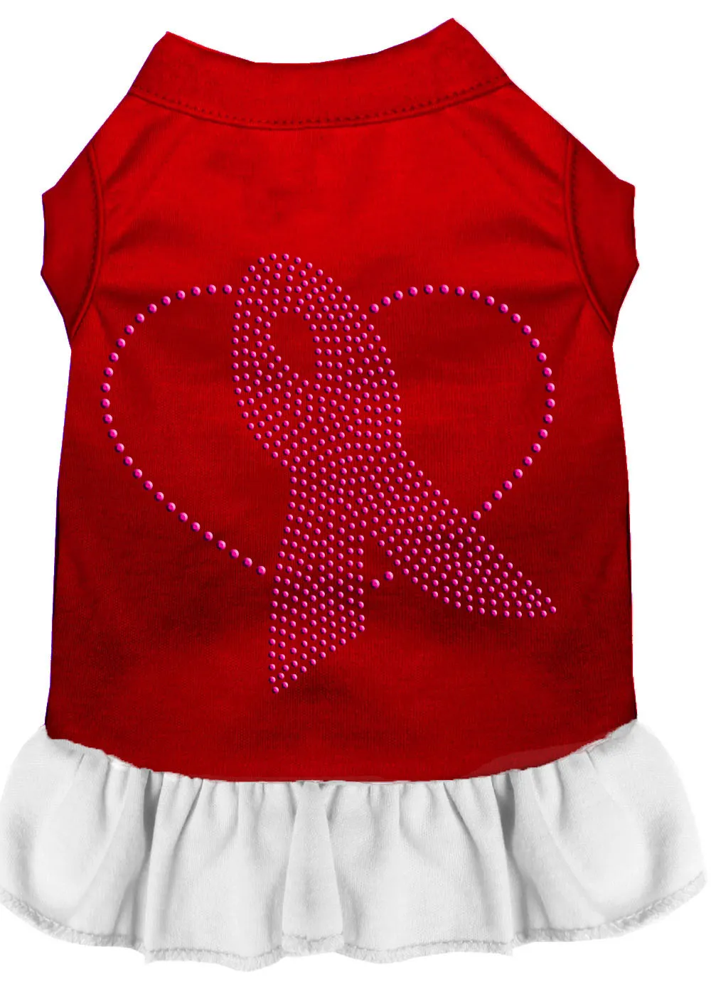 Pink Ribbon Rhinestone Dress Red With White Lg