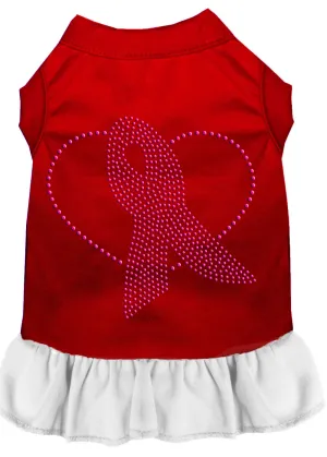 Pink Ribbon Rhinestone Dress Red With White Lg