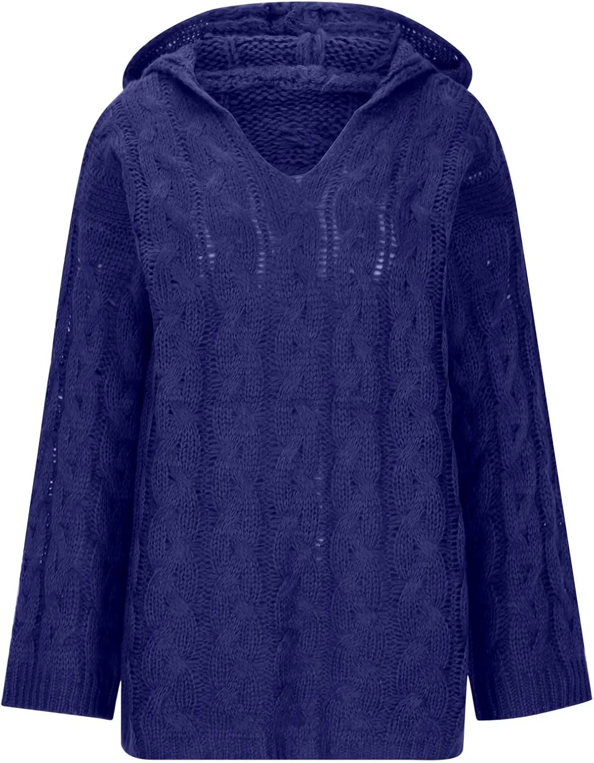 Plus Size Sweater for Women Hooded Fashion Cable Knit Sweatshirt Long Sleeve Oversized Knitwear Top Crewneck Hoodies